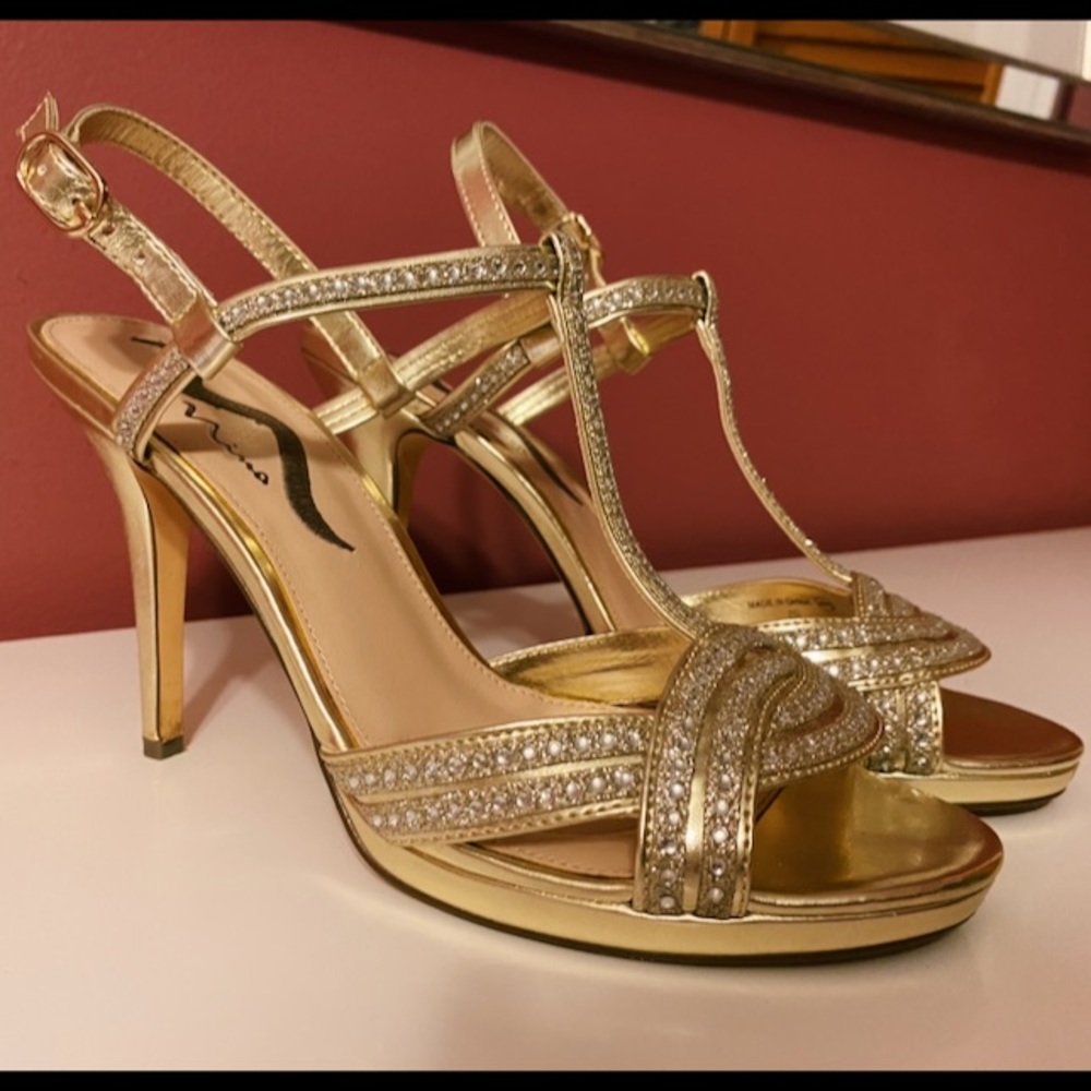 Gold Rhinestoned Heels